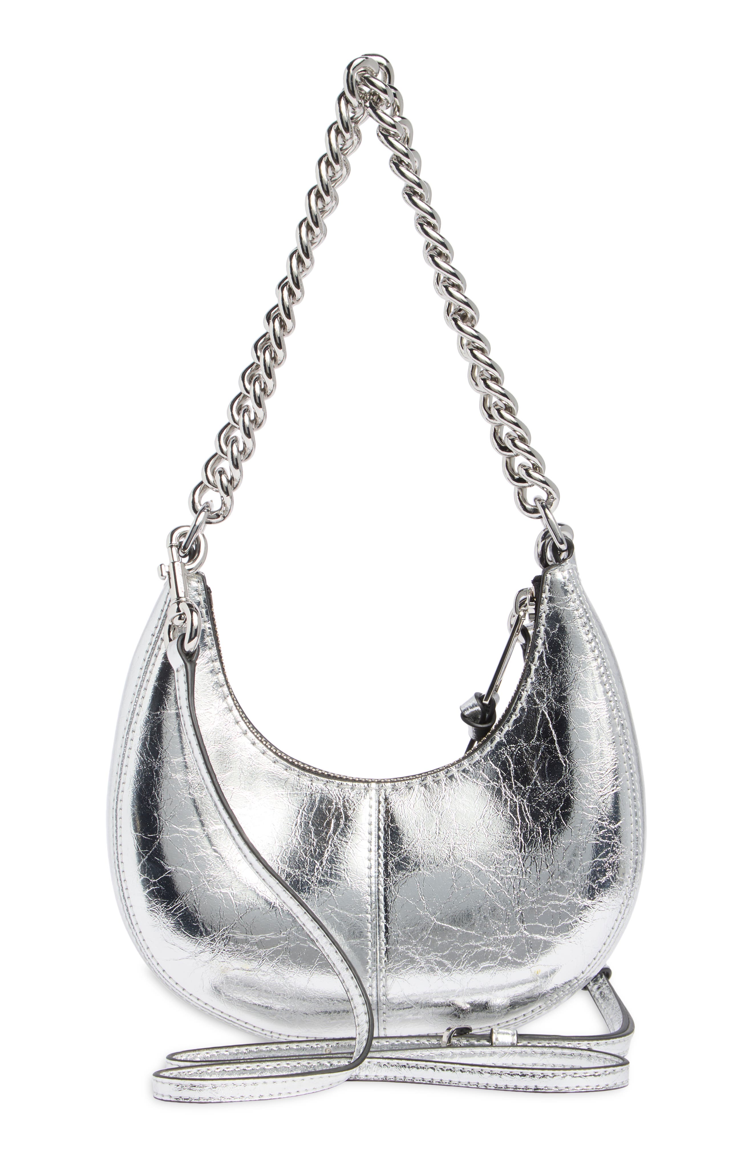 Marc Jacobs Mini Crescent Metallic Crossbody Bag, Alternate, color, 