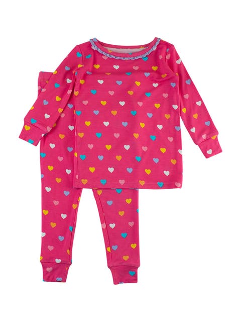 SoftSnooze Toddler Girls Ruffle Long Sleeve Pajama Set