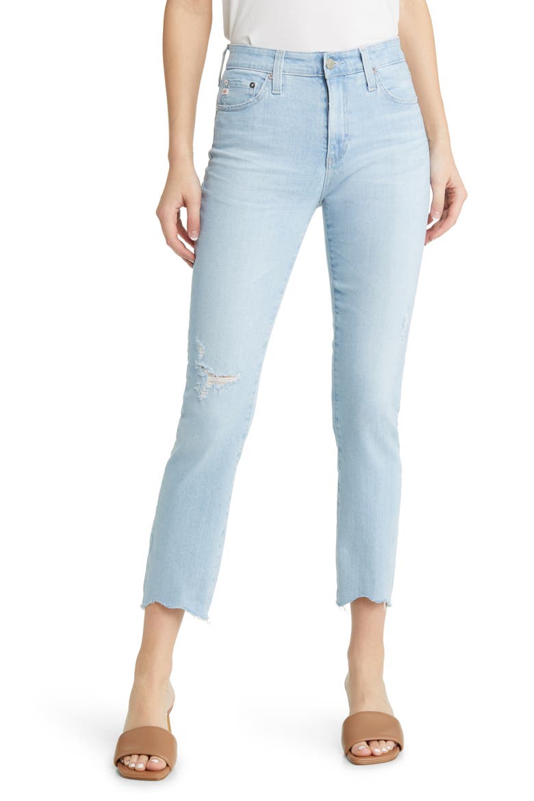 Mari Scallop Raw Hem Ankle Slim Jeans, Main, color, 21 YEARS DAYLIGHT