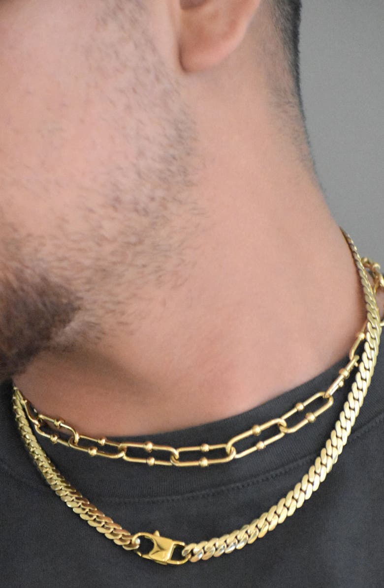 REBL Oval Beaded Necklace, Alternate, color, Gold