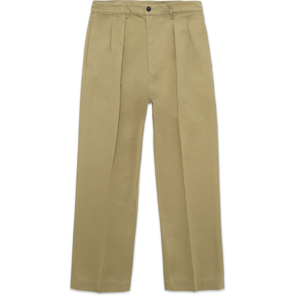 Fortela New York Heavyweight Cotton Gabardine Pleated Pants In Green