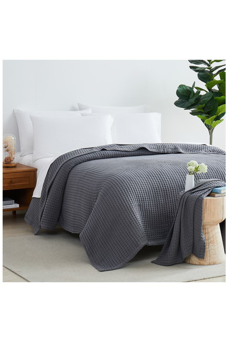 Waffle Cotton Throw, Alternate, color, GREY