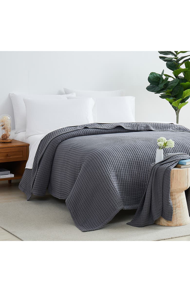 SOUTHSHORE FINE LINENS Waffle Cotton Blanket, Alternate, color, Grey