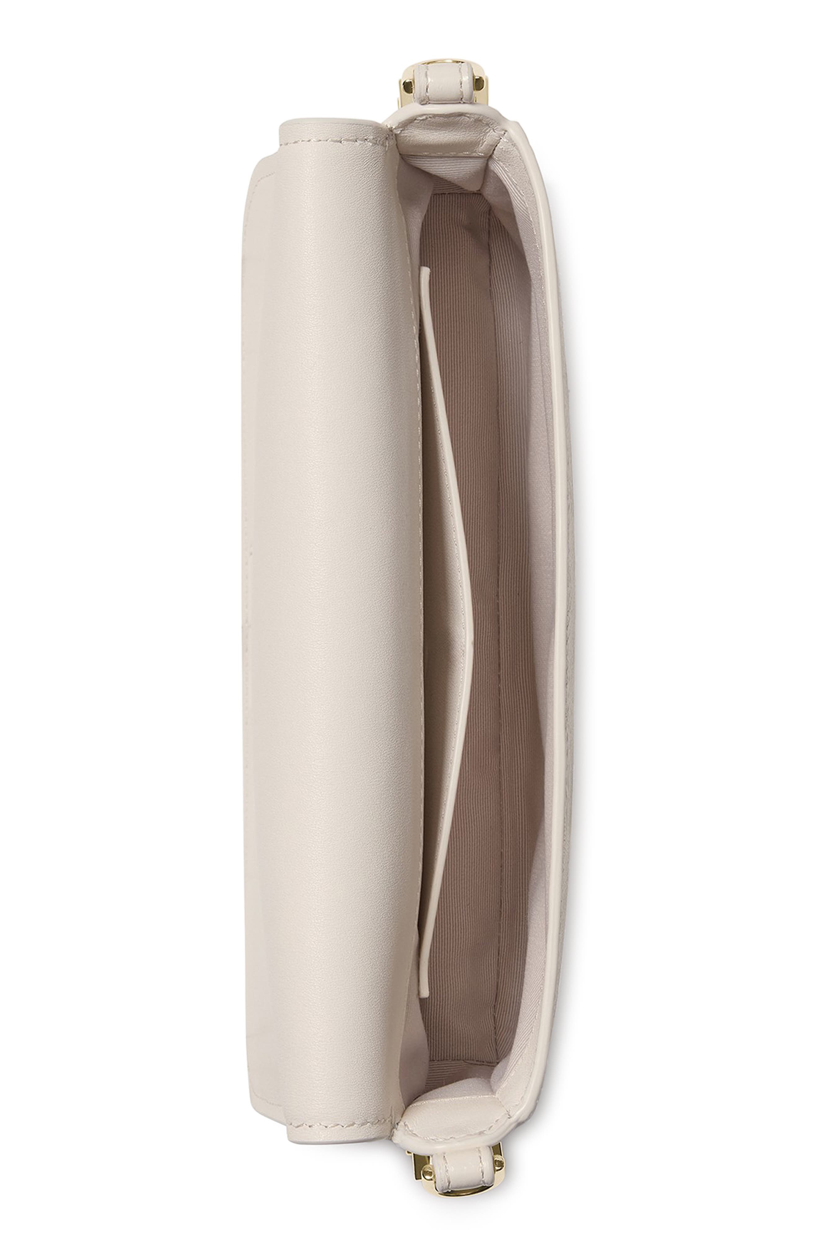 Kate Spade New York liv floral applique leather shoulder bag, Alternate, color, Cashew Milk