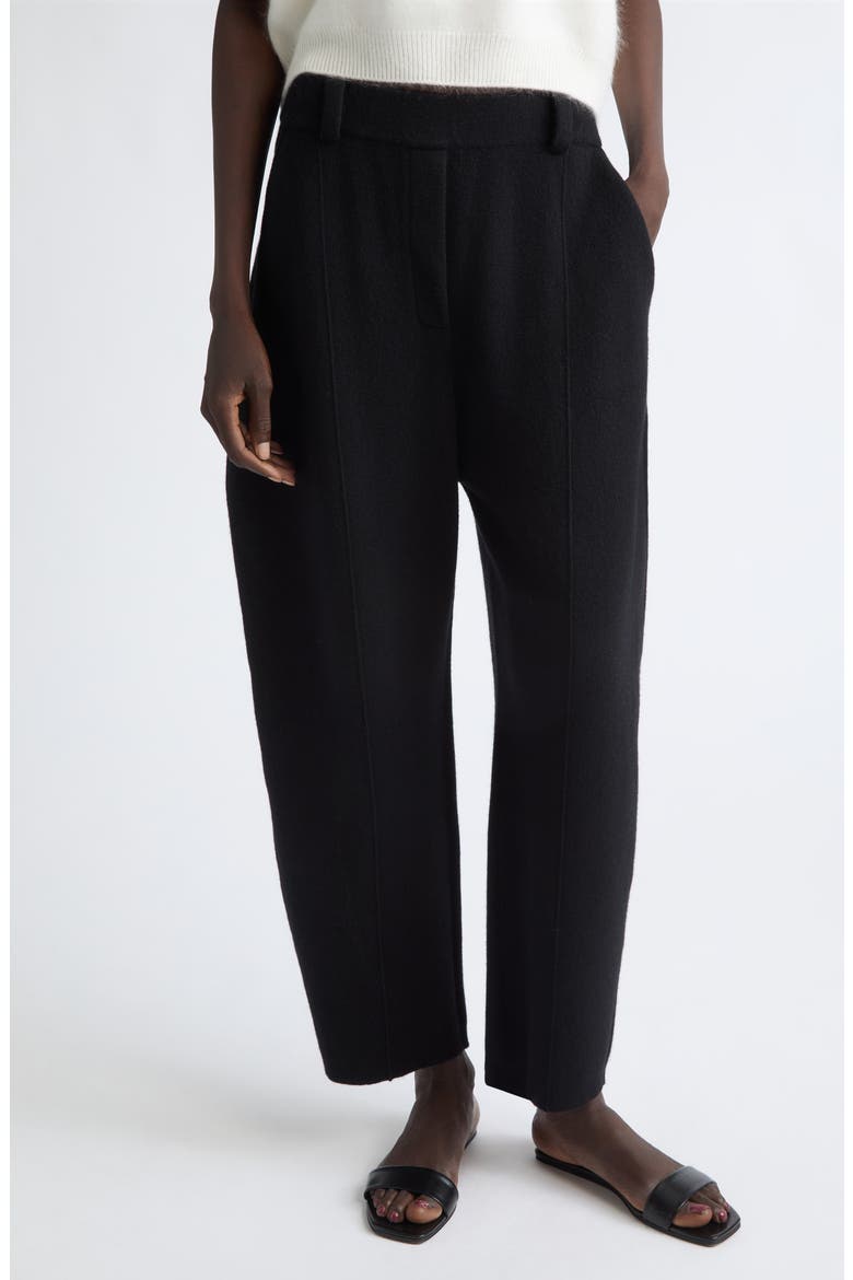 Barrel Wool & Cashmere Trousers, Main, color, BLACK