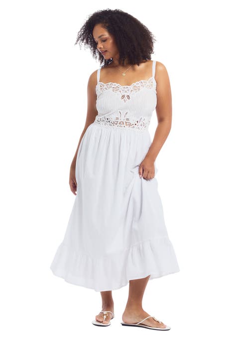 Cotton Voile Lace Maxi Dress (plus)
