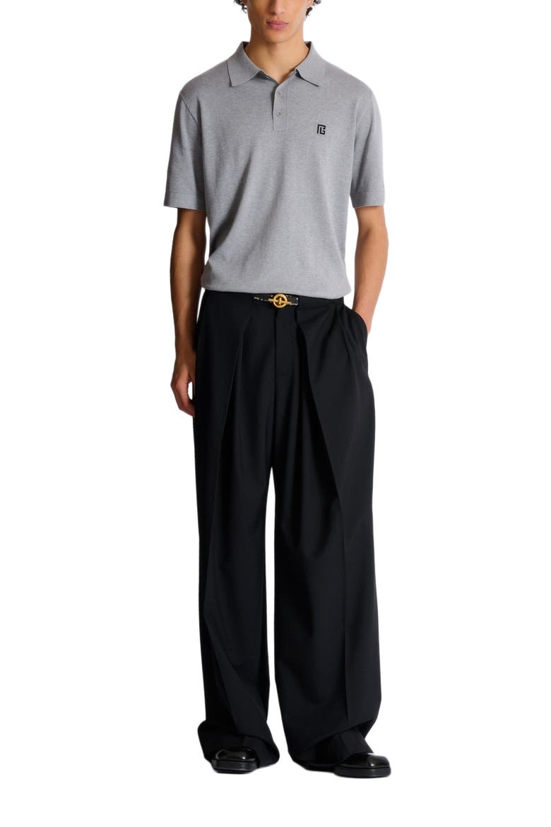 Embroidered cotton polo, Main, color, grey