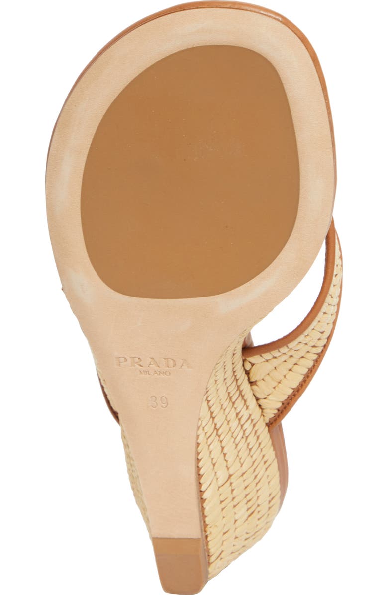 Prada Raffia Wedge Sandal, Alternate, color,