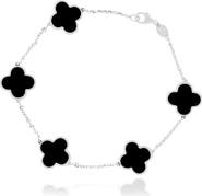The Lovery Fine Jewelry Large Onyx Clover Bracelet