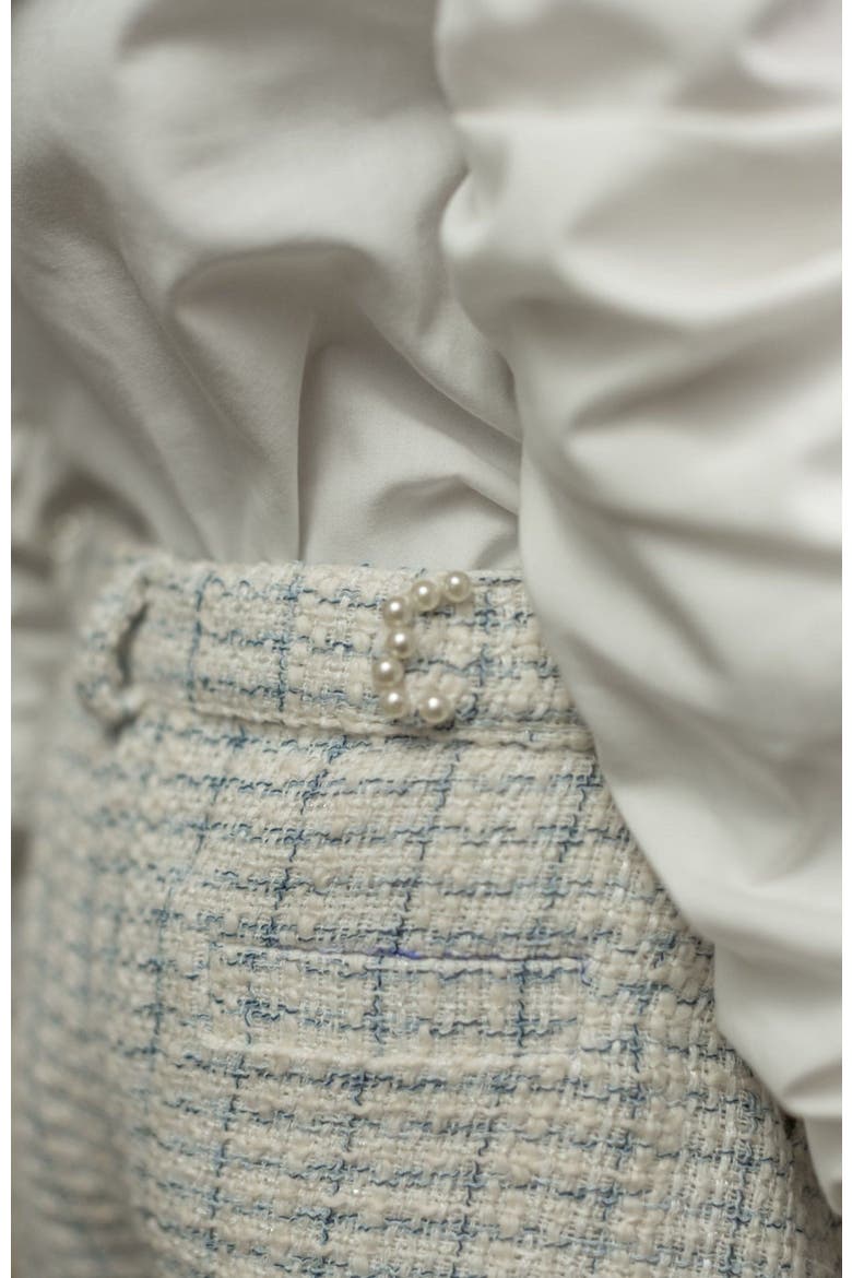 Iris Blouse and Tweed Shorts Set, Alternate, color, White and Blue