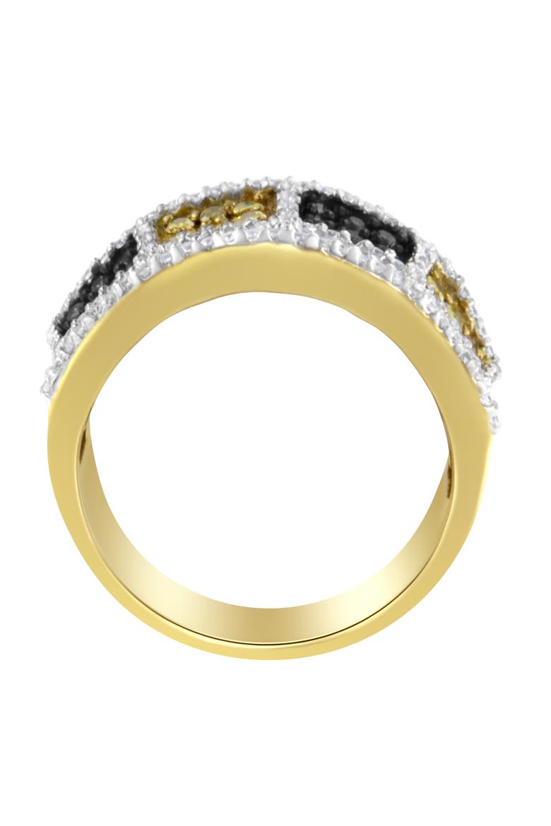 14K Gold 1 1/2Cttw Champagne Yellow and Round Diamond Band Ring, Alternate, color, Yellow