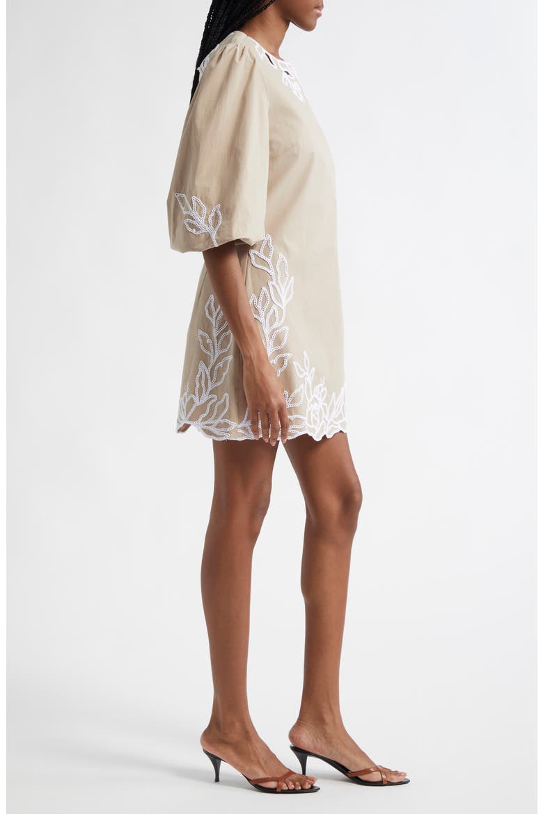 Trailing Peonies Aura Cotton Dress, Alternate, color, KHAKI/ WHITE