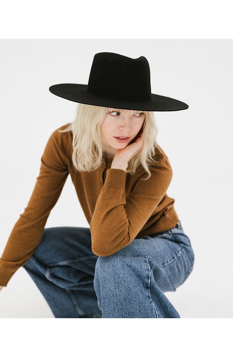 Gigi Pip Dakota Wide Brim Felt Hat, Alternate, color, Black