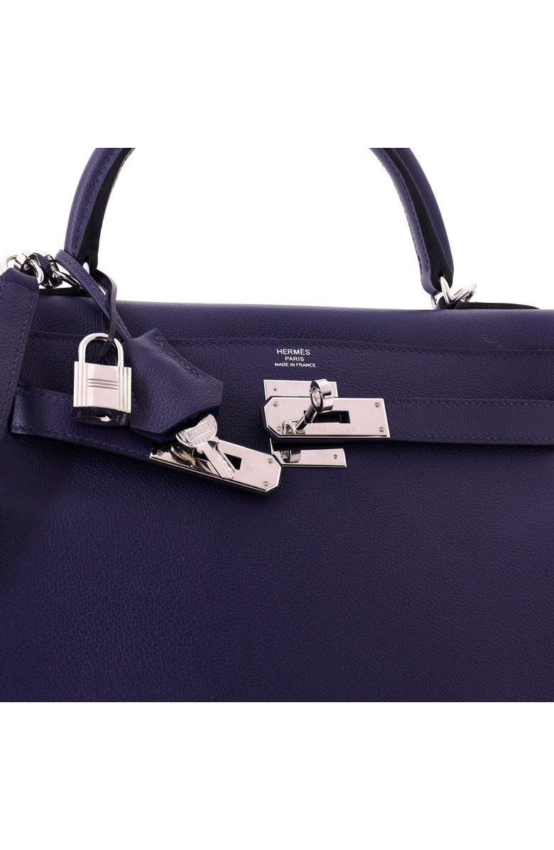 Pre-Owned Hermes Kelly Handbag Verso Evercolor with Palladium Hardware 28, Alternate, color, Verso-Bleu Encre/Bleu Zellige