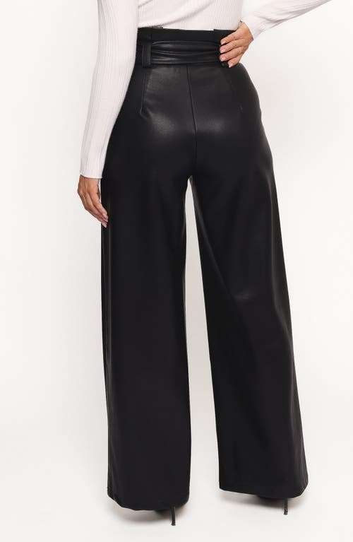 Petal And Pup Petal & Pup Kieran Tie Waist Faux Leather Wide Leg Pants In Black