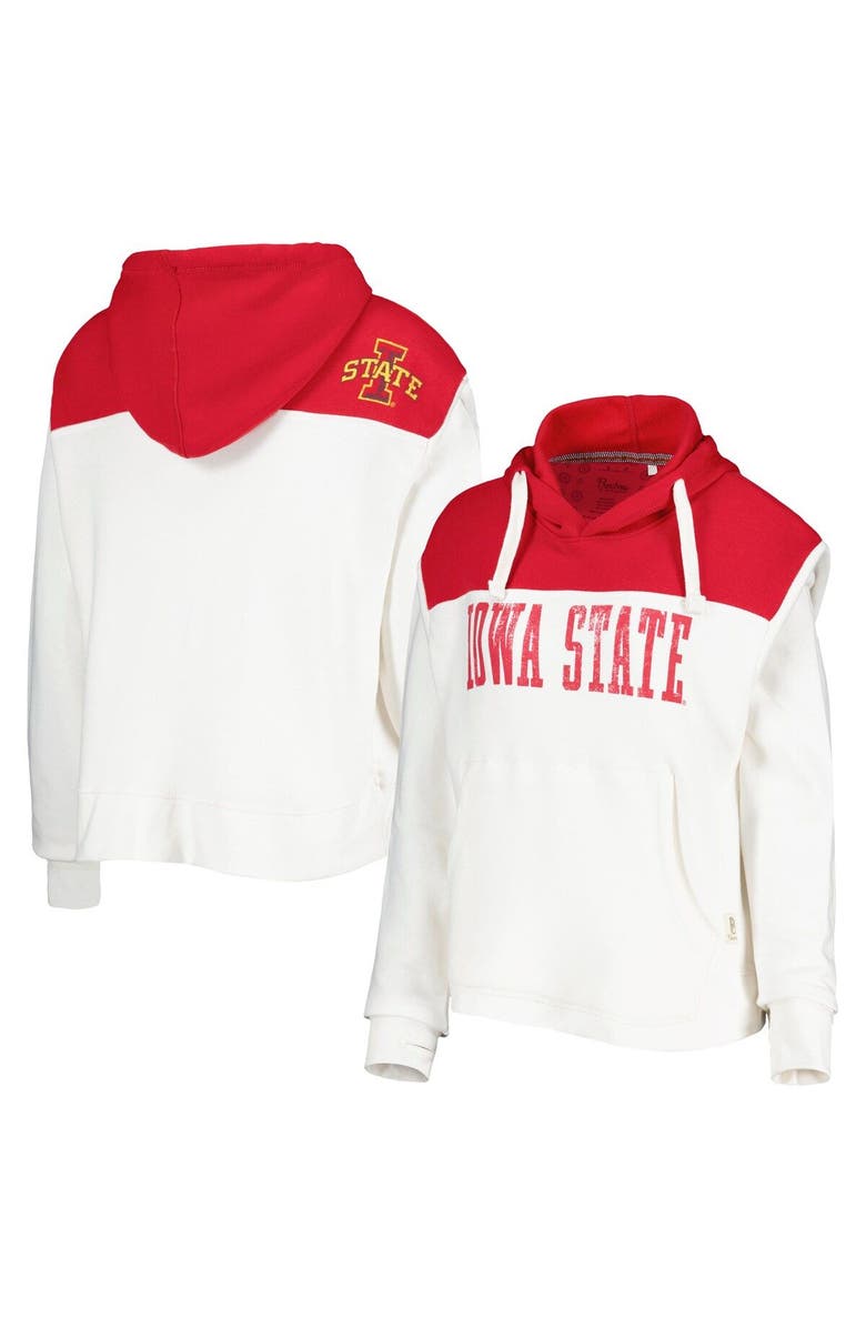 PRESSBOX Women's Pressbox White/Cardinal Iowa State Cyclones Chicago 2-Hit Yoke Pullover Hoodie, Main, color, 
