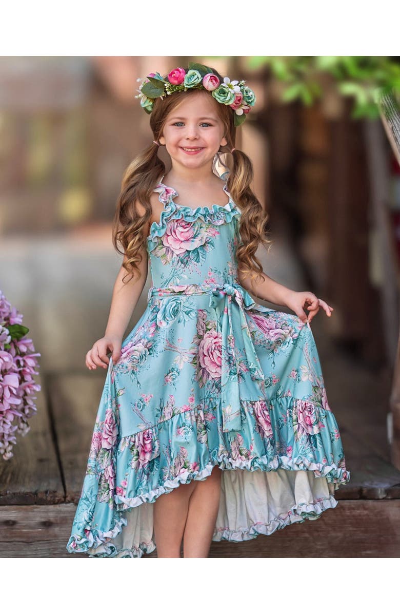 Mia Belle Girls Girls Secret Garden Rose Hi-Lo Ruffle Dress, Alternate, color, 