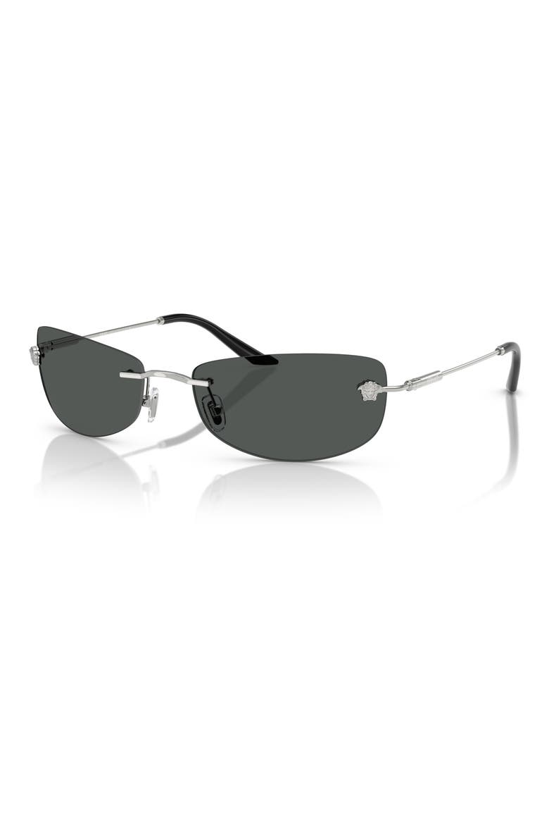 60mm Rectangular Sunglasses, Alternate, color, SILVER