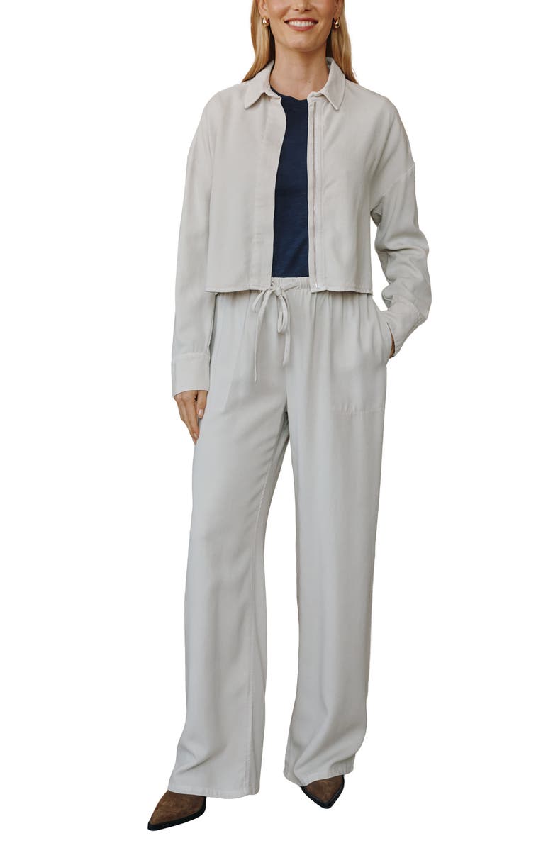 Bella Dahl Oversize Crop Zip Shacket, Alternate, color, Ivory Smoke