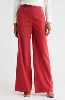 Theory Terena High Waist Linen Blend Wide Leg Pants
