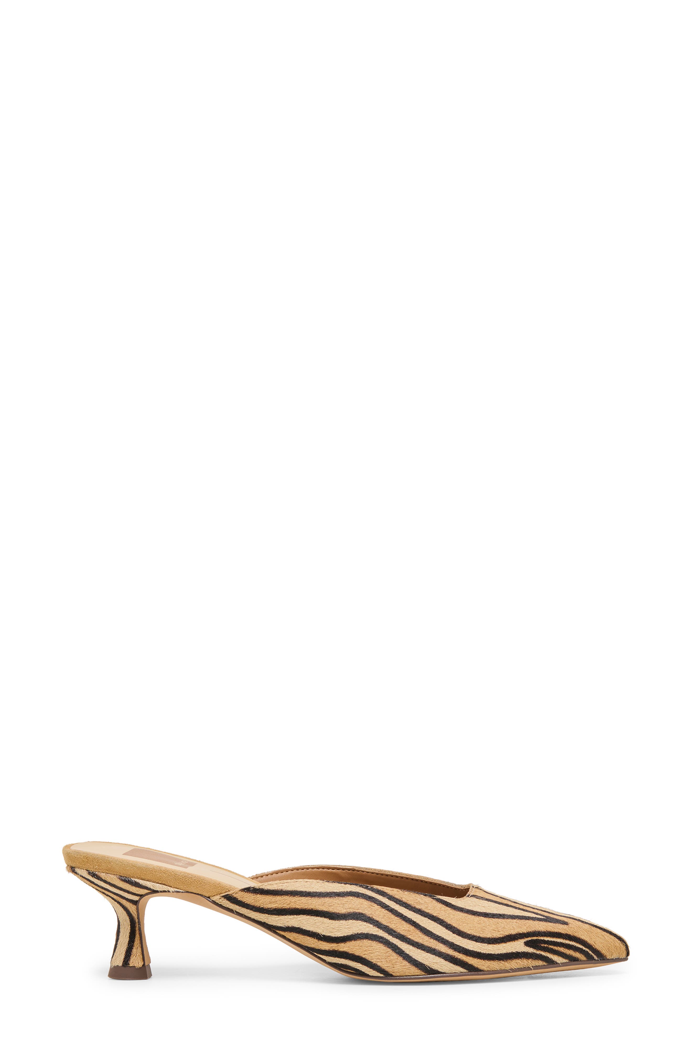 Cleo Pointed Toe Kitten Heel Mule, Alternate, color, TIGER PRINT CALF HAIR