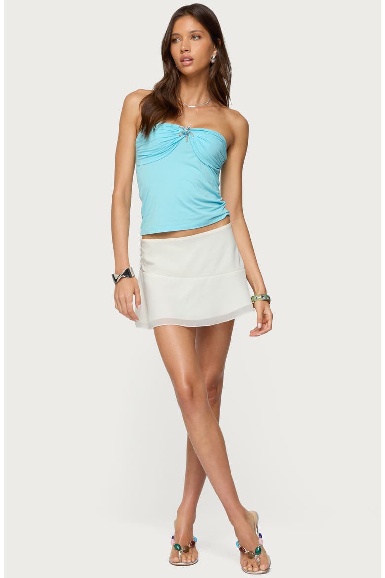 Seaborn Embellished Twist Front Strapless Crop Top, Alternate, color, BLUE