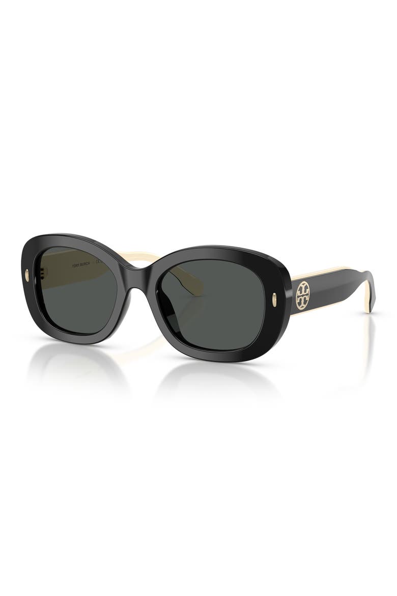 52mm Oval Sunglasses, Alternate, color, BLACK / DARK GREY