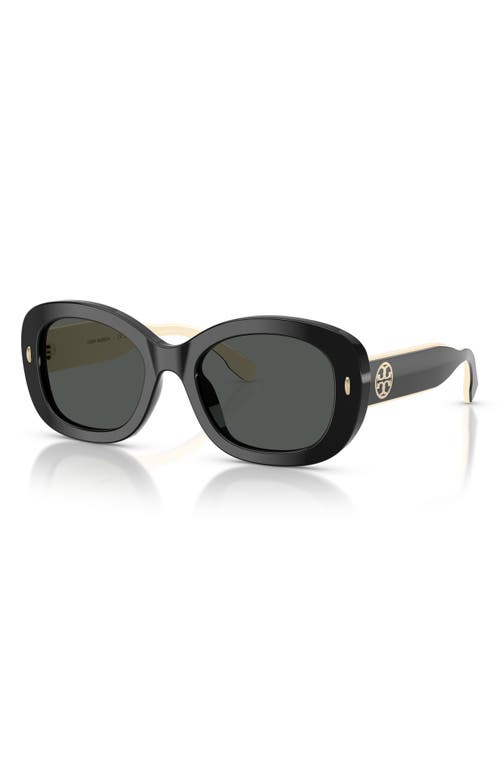 Tory Burch 52mm Oval Sunglasses In Black