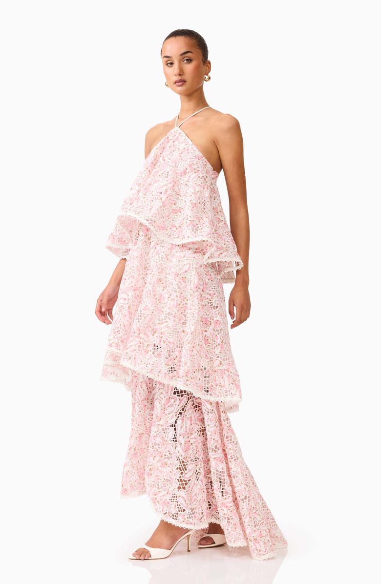 Elliatt Valencia Floral Tiered Gown, Alternate, color, Pink Multi