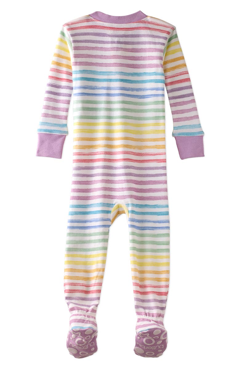 BUTTERBLU Cruz One-Piece Organic Cotton Footie Pajamas, Alternate, color, Sunny Rainbow