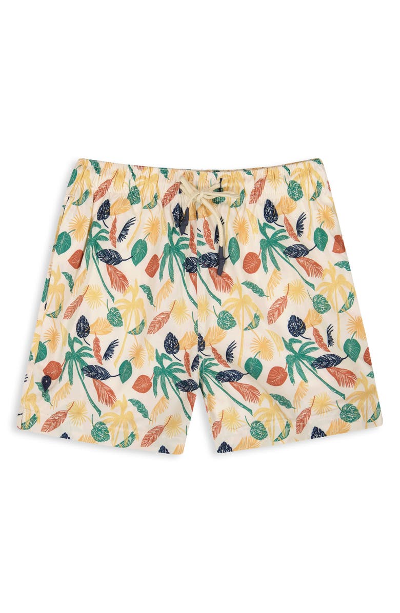 Sunset x Vine Leaf Print Swim Trunks, Alternate, color, Linen