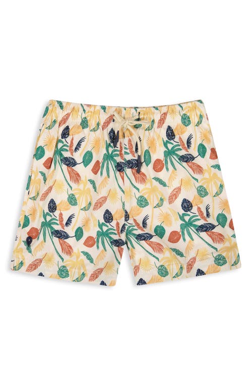 Sunset X Vine Leaf Print Swim Trunks