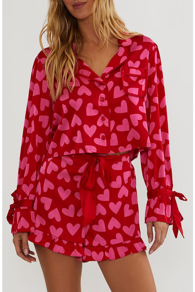 Aurora & Luna Heart Print Short Pajamas, Main, color, VALENTINE HEART