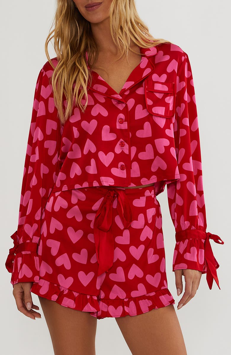 Beach Riot Aurora & Luna Heart Print Short Pajamas, Main, color, Valentine Heart