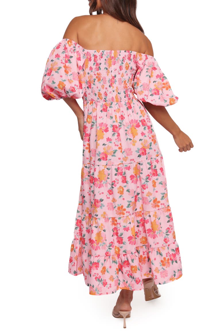 Soliel Floral Print Off the Shoulder Maxi Dress, Alternate, color, PINK FLORAL