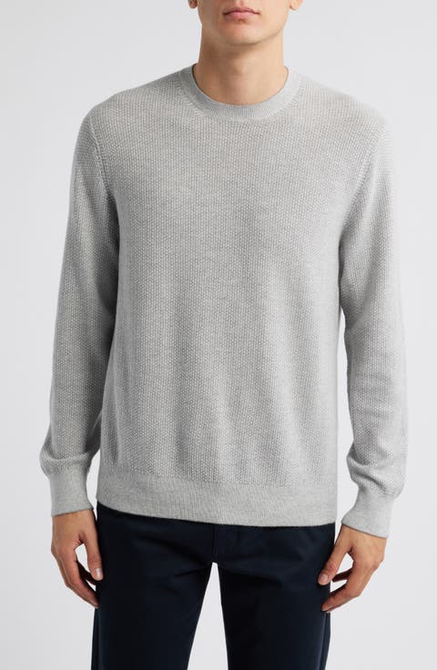 Geometric Jacquard Wool & Cotton Blend Crewneck Sweater