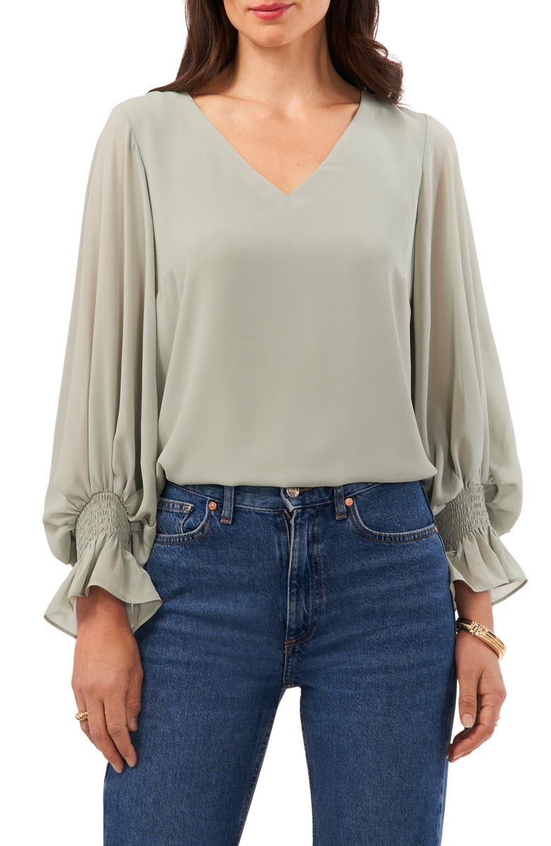 Vince Camuto Blouson Sleeve Top, Main, color, Libery Green