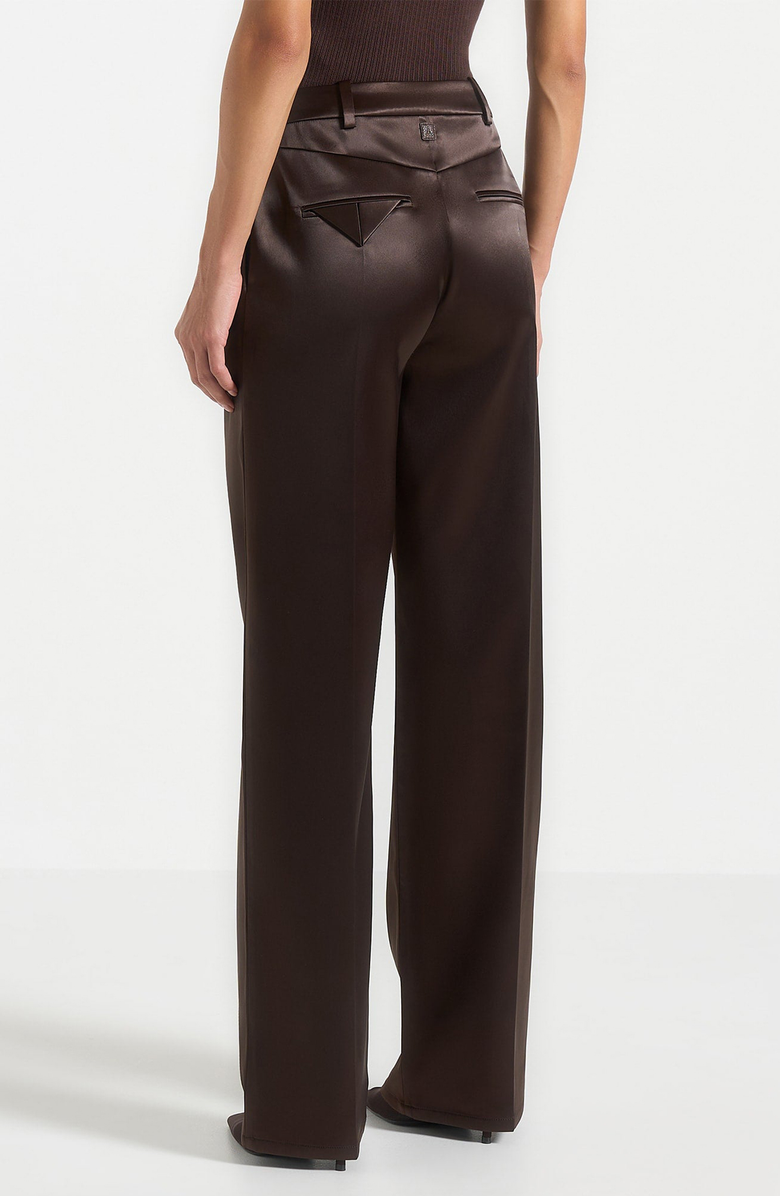 Manière De Voir Julie Satin Tailored Twin Pleat Trousers, Alternate, color, Brown