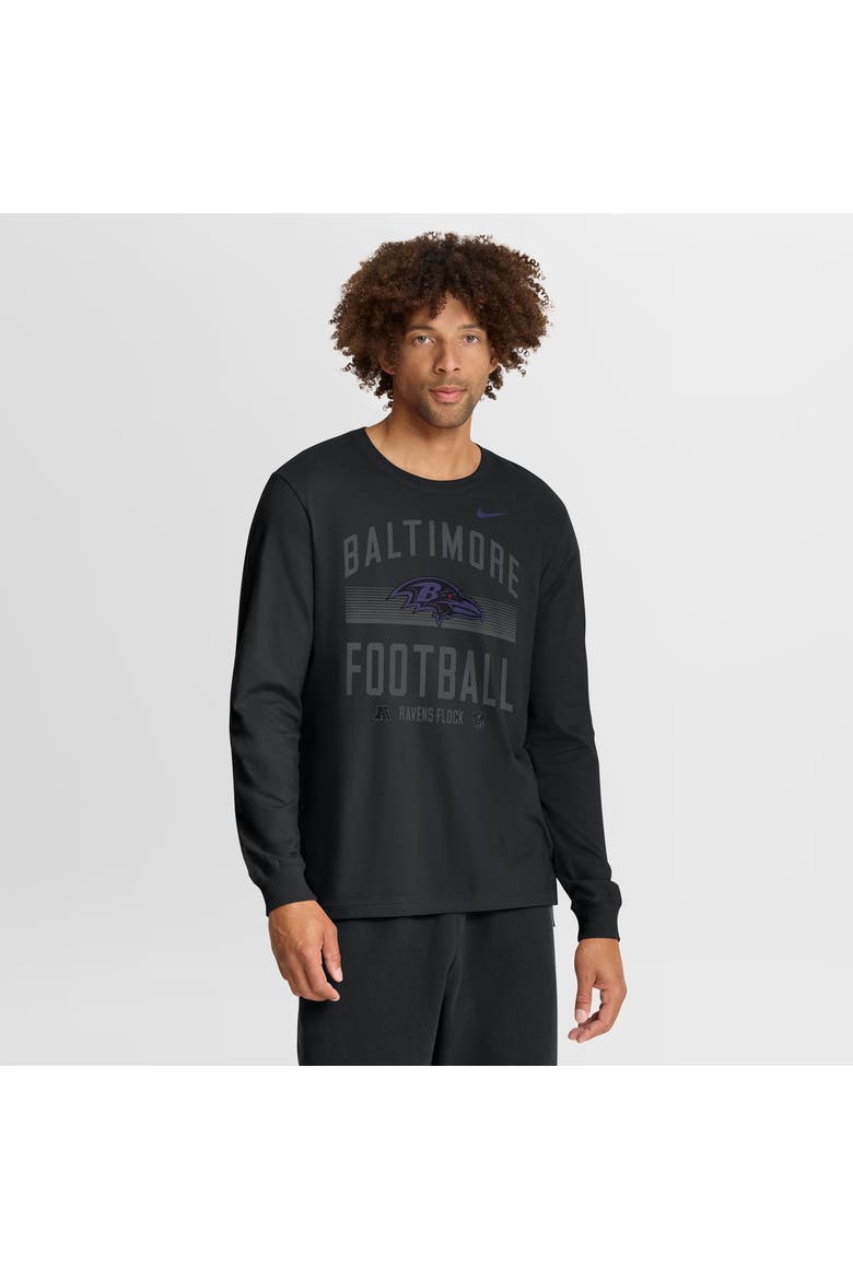Men's Nike Black Baltimore Ravens Always Prepared Essential Cotton Long Sleeve T-Shirt, Main, color, Black
