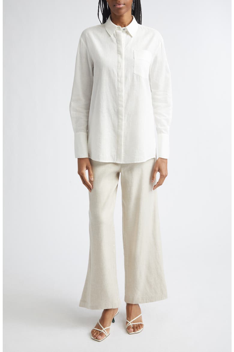 Riley Linen Blend Boyfriend Shirt, Alternate, color, COCONUT