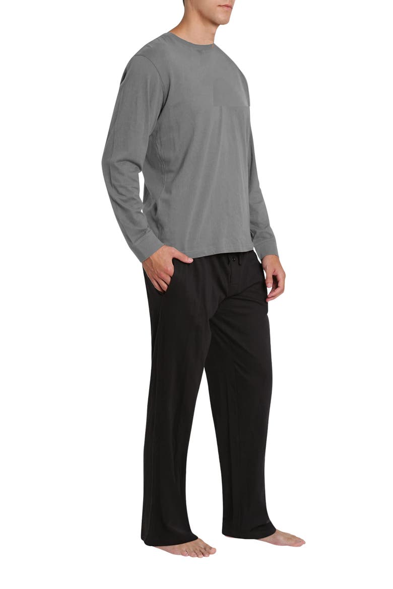 Long Sleeve Pajama T-Shirt & Pajama Pants Set, Alternate, color, GREY WITH BLACK