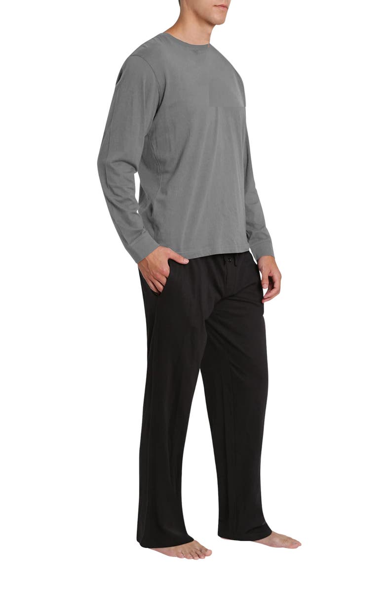 SLEEPHERO Long Sleeve Pajama T-Shirt & Pajama Pants Set, Alternate, color, Grey With Black