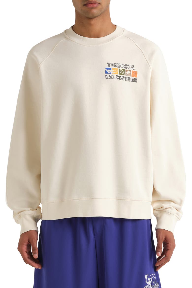 Legacy Embroidered Fleece Sweatshirt, Main, color, WHITE ALYSSUM