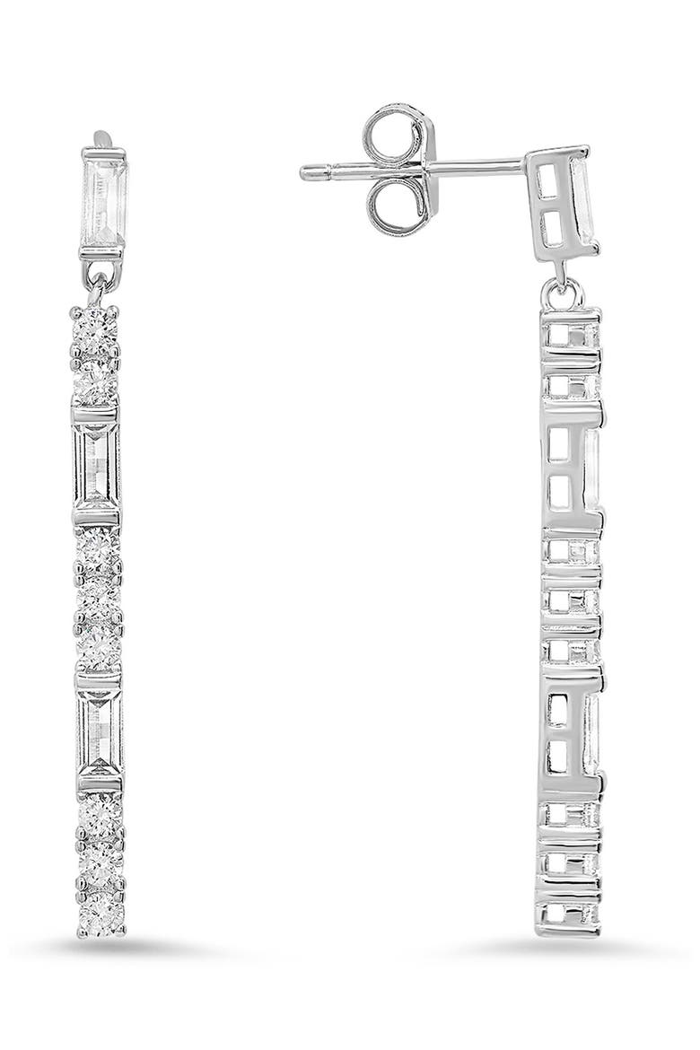 Sterling Silver Mix CZ Linear Drop Earrings, Main, color, SILVER