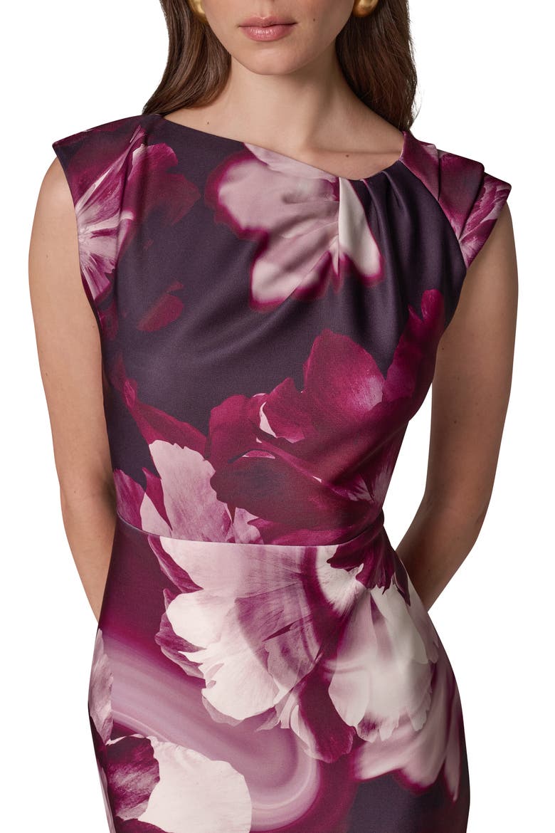 Floral Sleeveless Sheath Dress, Alternate, color, BLACK CHERRY MULTI