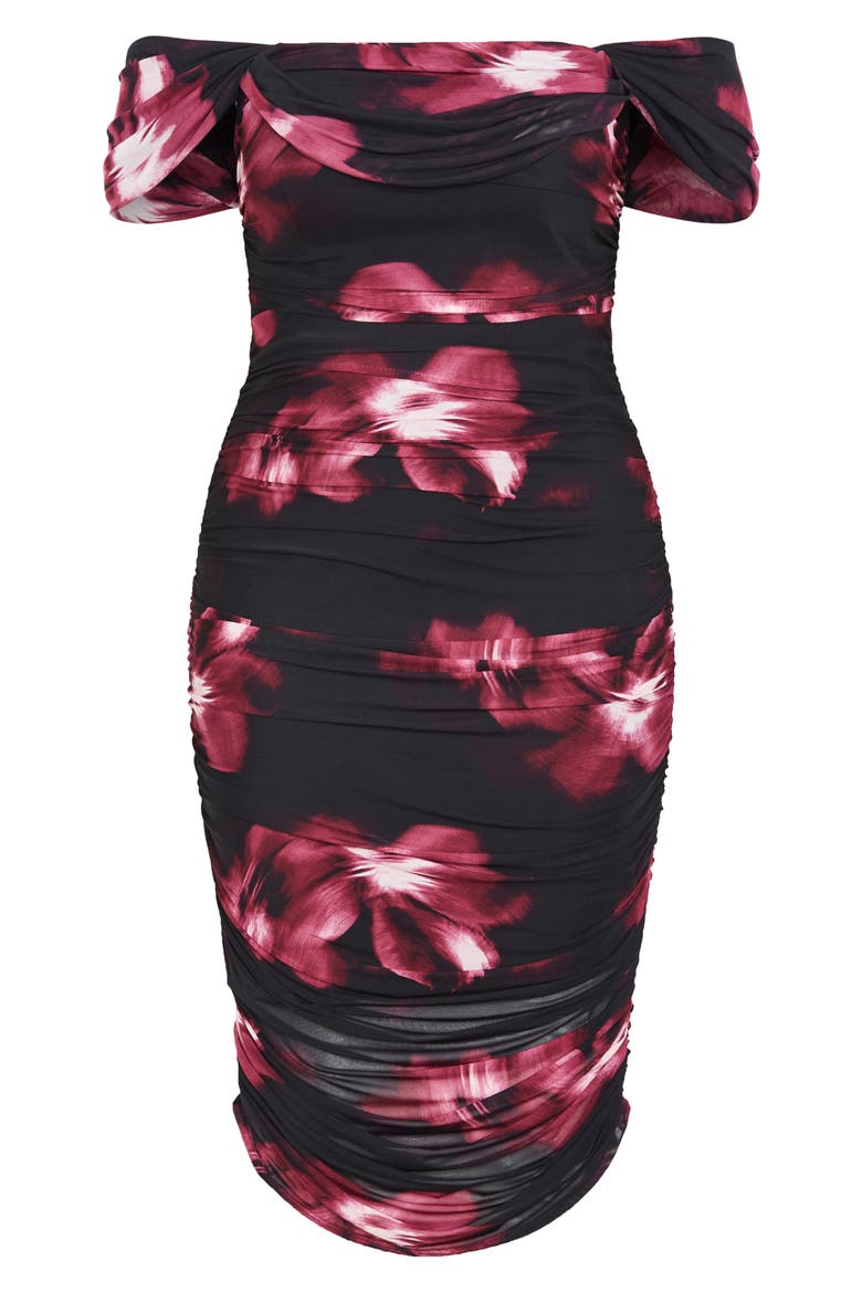 Floral Print Off the Shoulder Dress, Alternate, color, CHERRY FLORAL