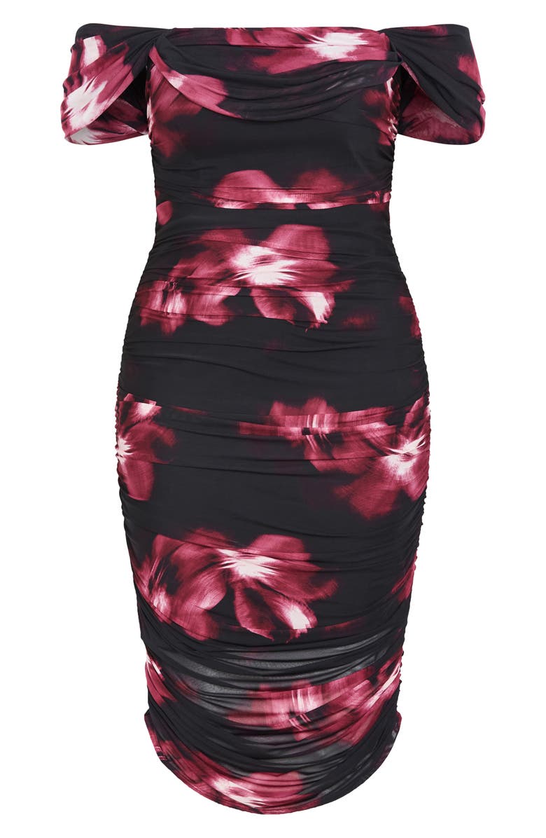 City Chic Floral Print Off the Shoulder Dress, Alternate, color, Cherry Floral