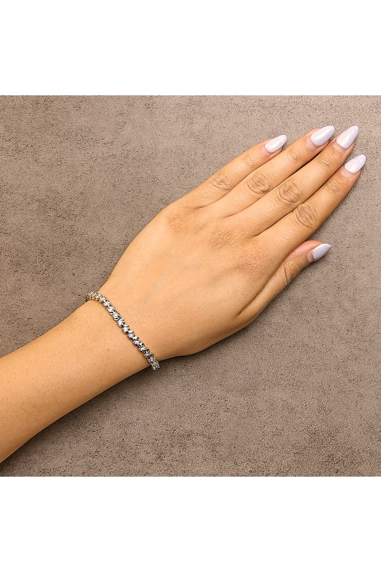 Silver 1/4 Cttw Diamond Station and S Link Bracelet, Alternate, color, White