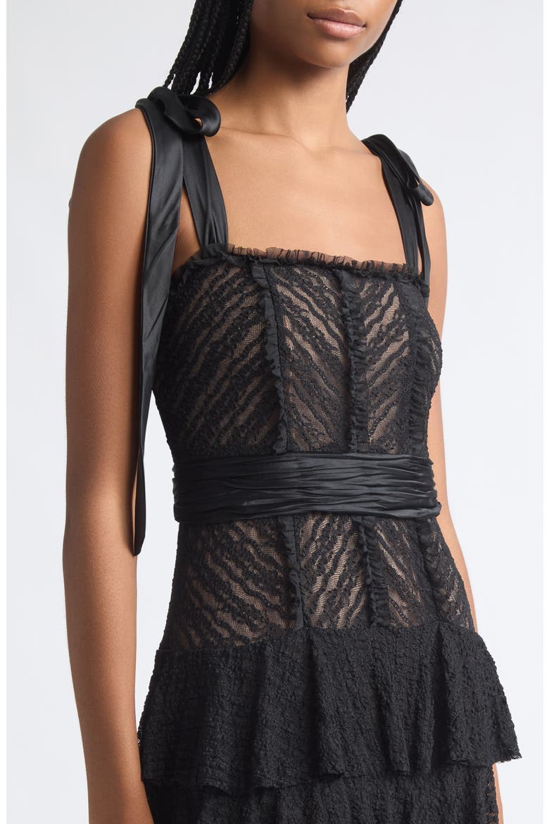 Sabrina Lace Tiered Maxi Dress, Alternate, color, BLACK