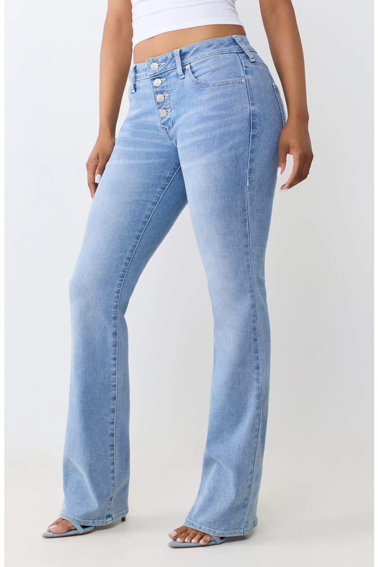 Becca Button Fly Bootcut Jeans, Alternate, color, LIGHT BLUE SUEDE WASH